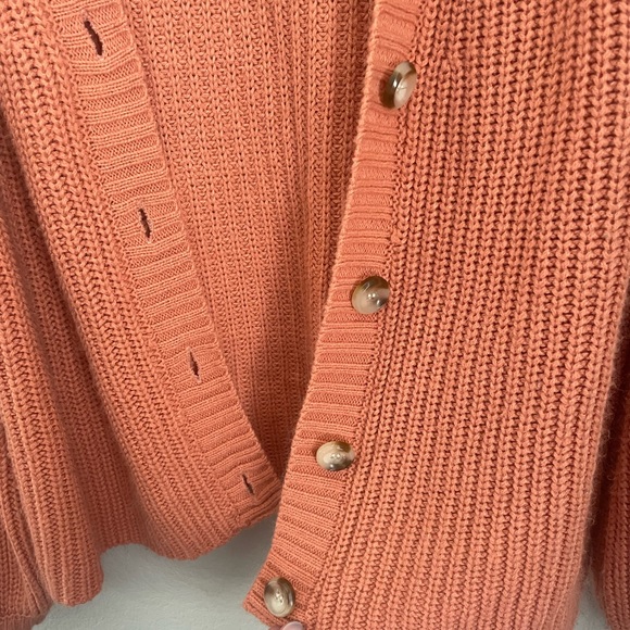 Madison Grey Coral Chunky Knit Cardigan Small Balloon Sleeve Cozy Sweater - Picture 3 of 8